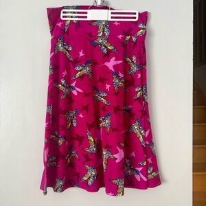 LuLaRoe Fuchsia Bird Print A-Line Skirt